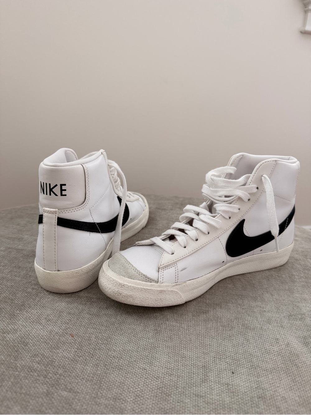 Nike Women White & Black High-Top Sneakers with Swoosh